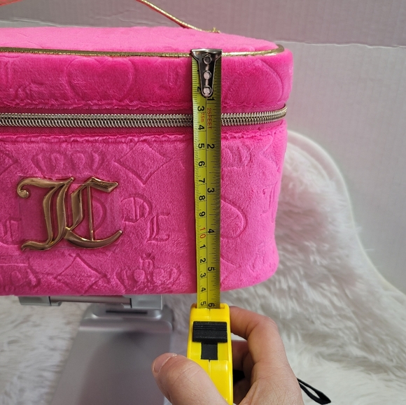 Juicy Couture Travel Velour Makeup Case Train Bag  Hot Pink Gold  Cosmetic Bag - Picture 5 of 8